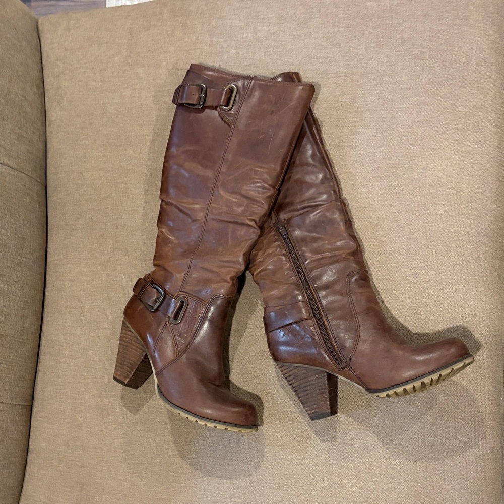 Aldo Brown Heeled Leather Boots